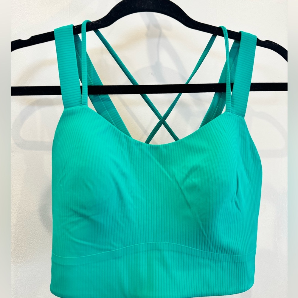 Lululemon Like a Cloud Ribbed Longline Bra, D/DD Cup, Kelly Green (size 8)